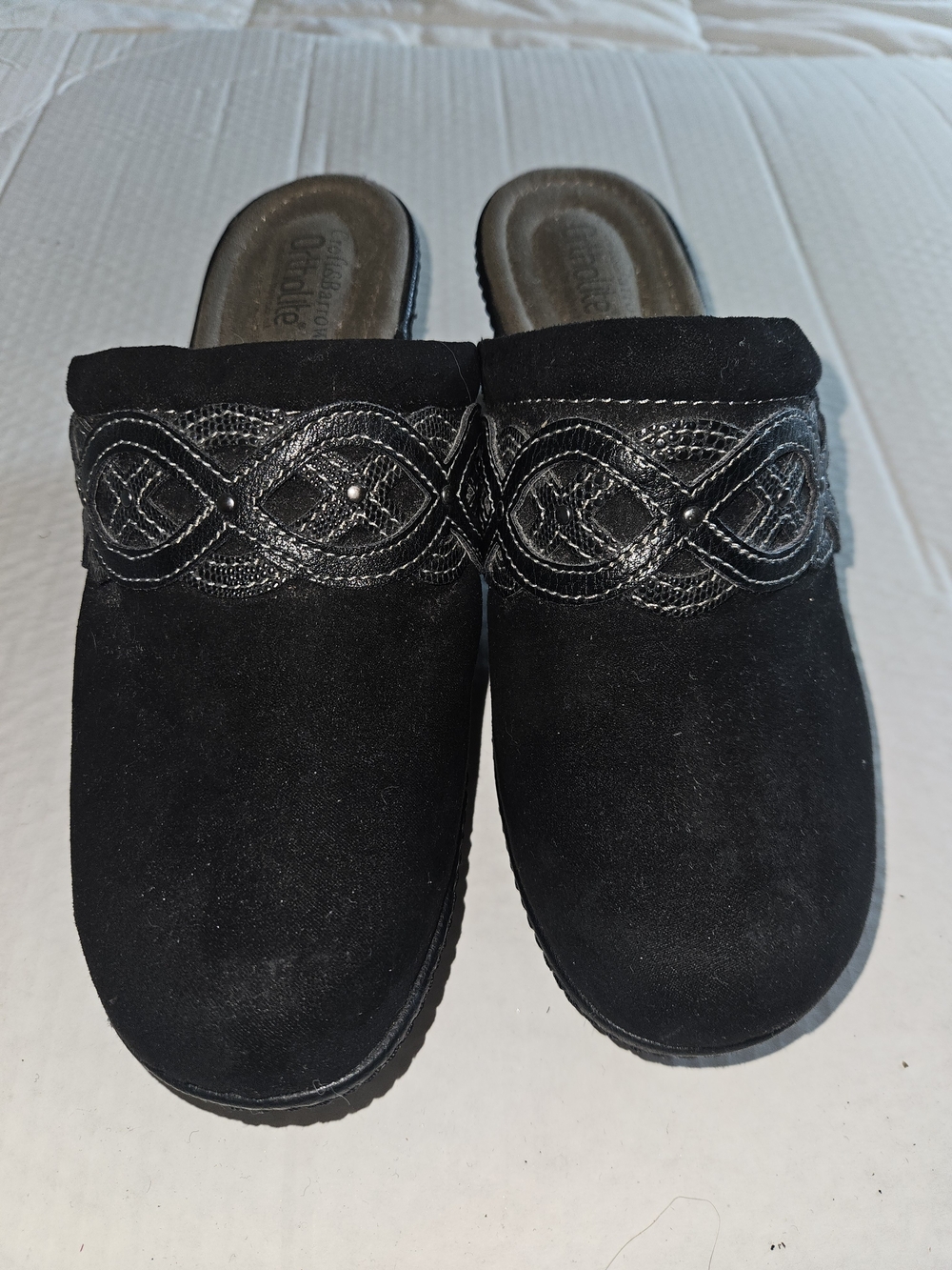 croft & barrow Black Slip-On Clog with Braided Trim